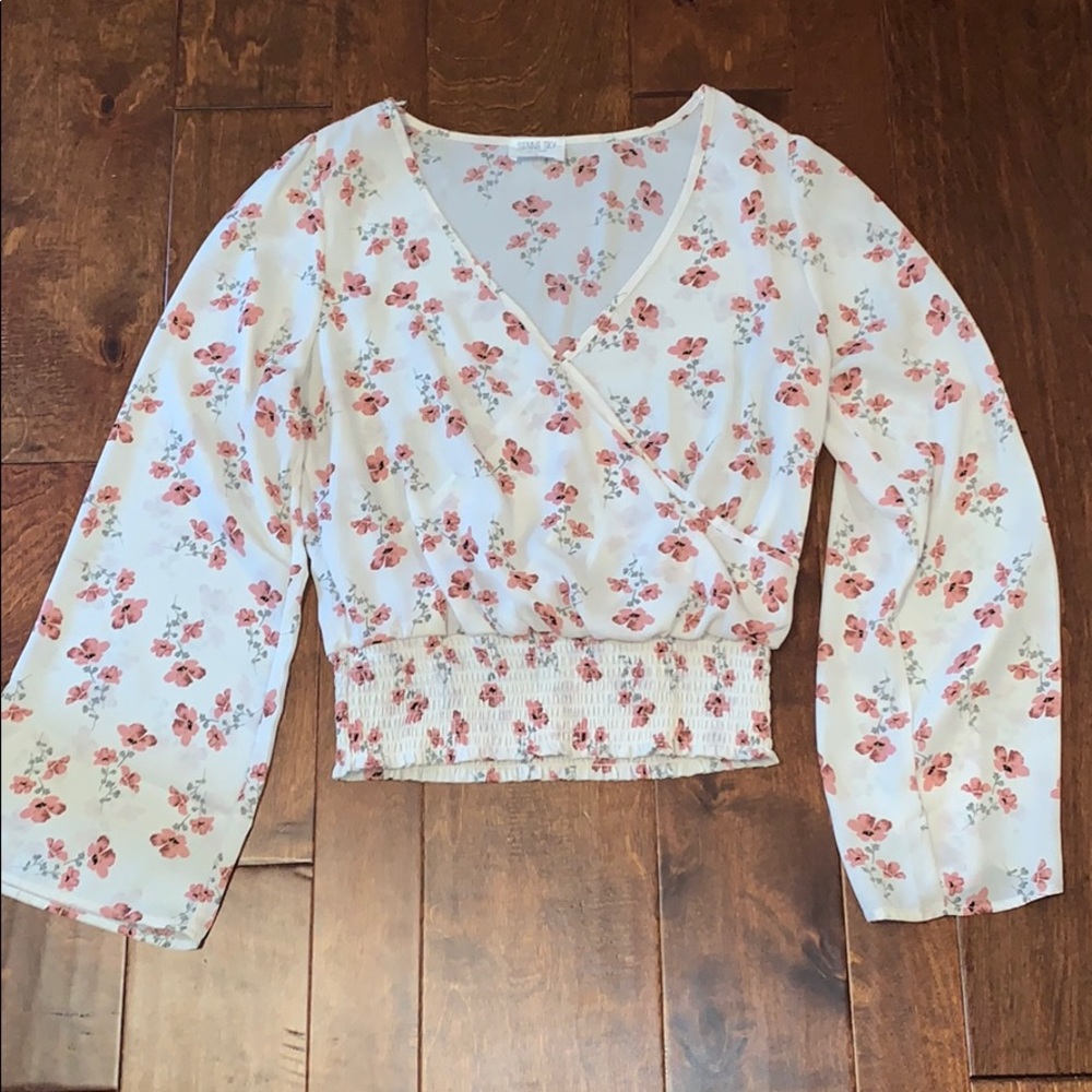 Smocked bottom long sleeve with wide sleeves